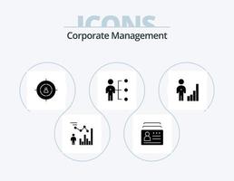 paquete de iconos de glifo de gestión corporativa 5 diseño de iconos. trabajo. habilidades. identificación. reclutamiento. marketing vector