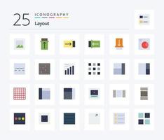 Layout 25 Flat Color icon pack including grid. analytics. wireframe. options. control vector