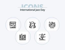 paquete de iconos de línea de día internacional de jazz 5 diseño de iconos. . música. reproductor de música. instrumento. cinta vector