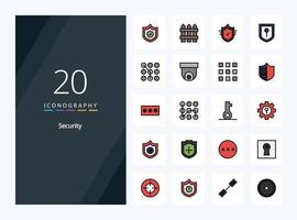 20 Security line Filled icon for presentation vector