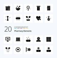 20 Pharmacy Elements Solid Glyph icon Pack like  medicine  medical vector