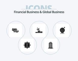 Financial Business And Global Business Glyph Icon Pack 5 Icon Design. archery. success. money. money. grow vector