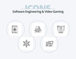 Software Engineering And Video Gaming Line Icon Pack 5 Icon Design. gaming. computer. multiplayer. dvd. install vector