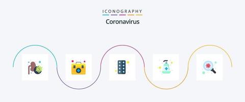 Coronavirus Flat 5 Icon Pack Including search. medical. tablet. virus protection. manicure vector