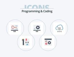 Programming And Coding Flat Icon Pack 5 Icon Design. develop. browser. error. programming. develop vector