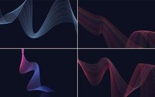 nuestro conjunto de 4 fondos de líneas vectoriales agrega un toque profesional vector