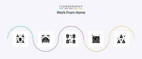 trabajar desde el paquete de iconos de glifo 5 de casa, incluido en línea. comunicación. tarea. grabación. carpeta vector