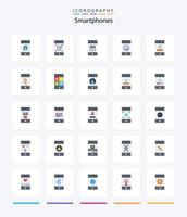 smartphones creativos 25 paquete de iconos planos como flechas. buscar. tecnología. teléfono. mensaje vector