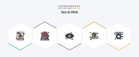 Seo and Web 25 FilledLine icon pack including web. online. view. commerce. plus vector