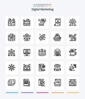 Creative Digital Marketing 25 OutLine icon pack  Such As key. secure. facebook. file. chating vector