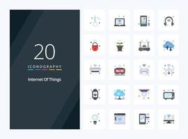 20 Internet Of Things Flat Color icon for presentation vector