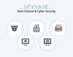 Data Science And Cyber Security Line Filled Icon Pack 5 Icon Design. privacy. monitor. protected. plain. security vector