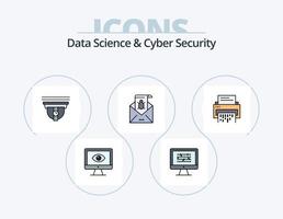 paquete de iconos lleno de línea de seguridad cibernética y ciencia de datos 5 diseño de iconos. privacidad. monitor. protegido. plano. seguridad vector