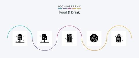paquete de iconos de comida y bebida glifo 5 que incluye. alimento. alimento. ensalada. alimento vector