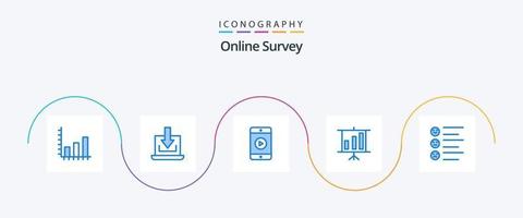 Online Survey Blue 5 Icon Pack Including text. format. mobile. presentation. business vector