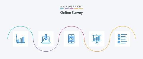 Online Survey Blue 5 Icon Pack Including text. format. mobile. presentation. business vector