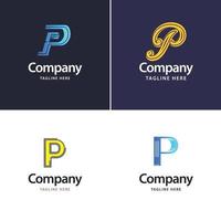 diseño de paquete de logotipo grande de letra p diseño de logotipos modernos y creativos para su negocio vector