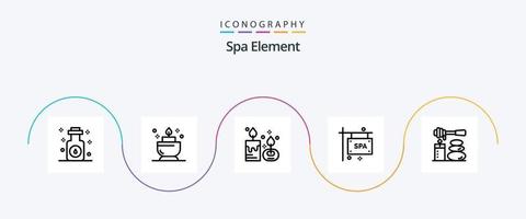 paquete de iconos de línea 5 de elementos de spa que incluye relajación. letrero de spa. vela aromática. spa. junta vector