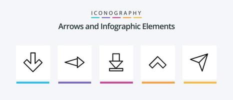 paquete de iconos de línea de flecha 5 que incluye . bien. arriba. flecha. arriba. diseño de iconos creativos vector