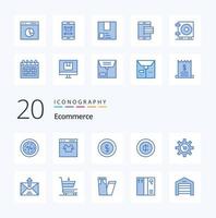 20 Ecommerce Blue Color icon Pack like gear configuration shop cart ecommerce vector