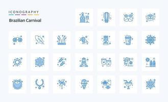 paquete de 25 íconos azules del carnaval brasileño vector