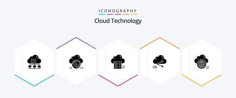 paquete de iconos de 25 glifos de tecnología en la nube que incluye datos. compartir. nube. compartir. datos vector