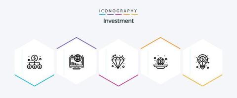 Investment 25 Line icon pack including idea. coins. diamond. money. budget vector