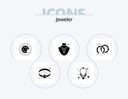 paquete de iconos de glifo de joyería 5 diseño de iconos. joyas. pendientes. joyas. collar. joya vector