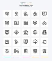 Creative Internet Security 25 OutLine icon pack  Such As information. computer. research. internet. locked vector