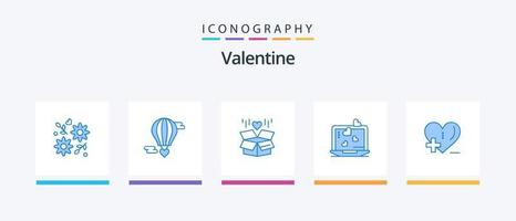paquete de íconos de san valentín azul 5 que incluye amor. corazón. enamorado. amar. sorprender diseño de iconos creativos vector