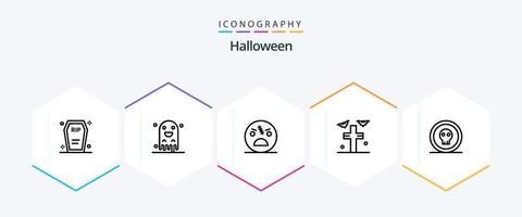 paquete de iconos de 25 líneas de halloween que incluye patio. tumba. aterrador. murciélagos escalofriante vector