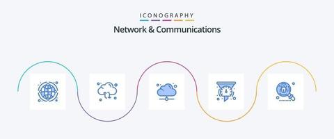 paquete de iconos azul 5 de red y comunicaciones que incluye velocímetro. filtros flecha. filtrar. compartir vector