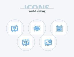 diseño de iconos de paquete de iconos azules de alojamiento web 5. . error. computadora. navegador. nube vector