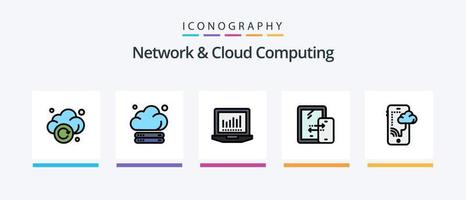 Network And Cloud Computing Line Filled 5 Icon Pack Including connection. technology. mobile. image. cloud. Creative Icons Design vector