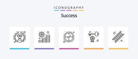 paquete de iconos de línea de éxito 5 que incluye líder. bandera. diamante. oportunidad. llave. diseño de iconos creativos vector