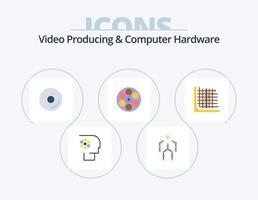 producción de video y hardware de computadora paquete de iconos planos 5 diseño de iconos. tanque. película. humano. película. medios de comunicación vector