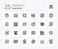 Supermarket 25 Line icon pack including allergens. supermarket. food. canned. cosmetics vector
