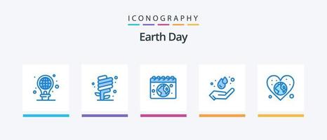 Earth Day Blue 5 Icon Pack Including earth. energy. green. ecology. day. Creative Icons Design vector