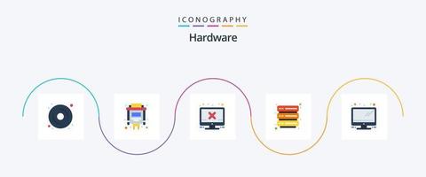 paquete de iconos de hardware flat 5 que incluye . televisor. pantalla. monitor. seguridad vector