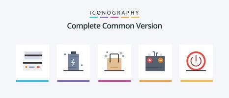 Complete Common Version Flat 5 Icon Pack Including charging. battery. charging. shopping. ecommerce. Creative Icons Design vector