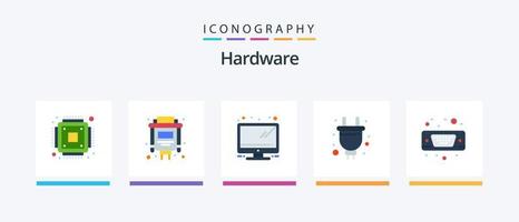 paquete de iconos de hardware flat 5 que incluye . puerto. televisor. aporte. hardware. diseño de iconos creativos vector