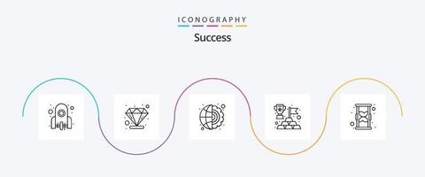 paquete de iconos de la línea 5 de éxito que incluye reloj. vaso. proceso. oro. éxito vector