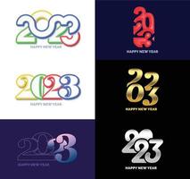 Big Collection of 2023 Happy New Year symbols Cover of business diary for 2023 with wishes vector