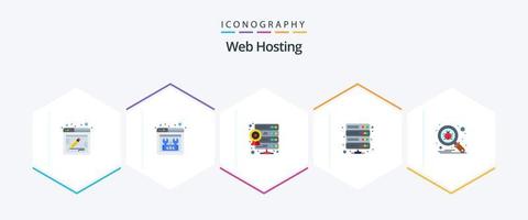 Web Hosting 25 Flat icon pack including bug. storage. database. server. data vector