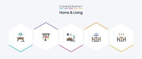 Home And Living 25 Flat icon pack including dinner. living. couch. home. dinner vector