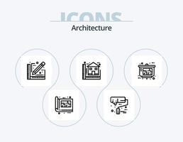 Architecture Line Icon Pack 5 Icon Design. greek. blueprint. color. architecture. company vector