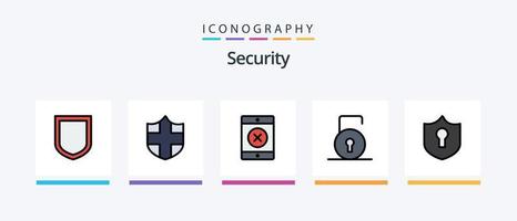 Security Line Filled 5 Icon Pack Including . shield. shield. security. protect. Creative Icons Design vector