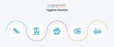 Hygiene Routine Blue 5 Icon Pack Including towel. clean. tea. cleaning. dish vector