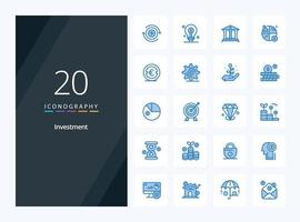 20 icono de color azul de inversión para presentación vector