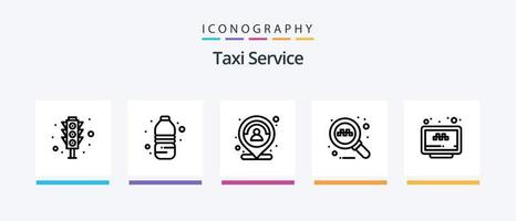 paquete de iconos de la línea 5 de servicio de taxi que incluye teléfono. Taxi. rueda. estación. junta. diseño de iconos creativos vector